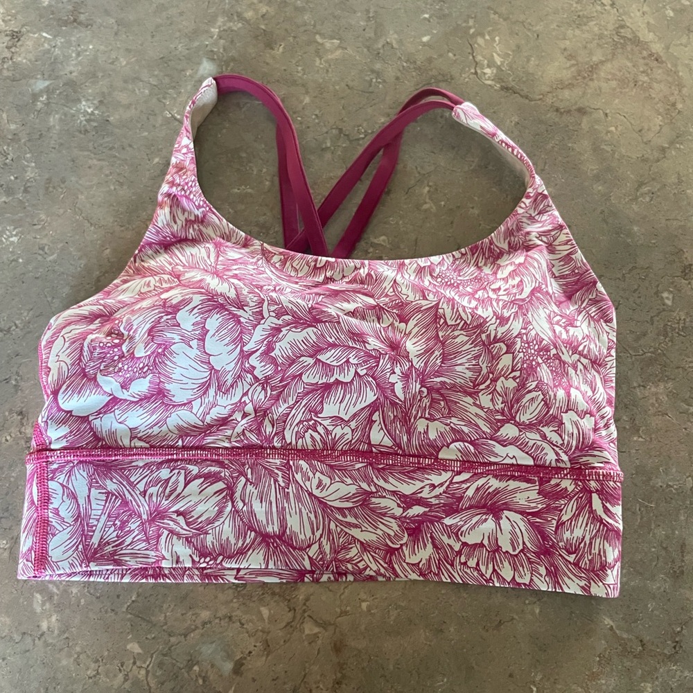 Lululemon Energy Bra Longline - Pink Floral Size 6